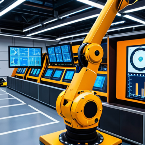Home 11 **Prompt:** A futuristic factory floor with advanced robots assembling cars. The robots are equipped with glowing sensors and holographic displays showing real-time data analysis. In the background, engineers monitor the robots from a control room with large screens displaying complex data visualizations. Focus on the interplay of technology and human oversight, showcasing the power of predictive maintenance in a modern manufacturing environment.
