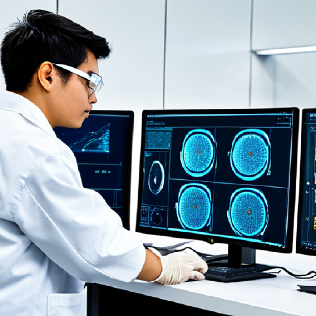 AI Chip Design & Development**

"A team of diverse engineers in a clean, modern semiconductor fabrication lab, fully clothed in appropriate safety gear (lab coats, safety glasses). They are collaborating on the design and testing of a cutting-edge AI chip. Complex diagrams and circuit layouts are visible on large monitors. Safe for work, appropriate content, professional, perfect anatomy, correct proportions, well-formed hands, natural pose, high resolution, detailed."

**