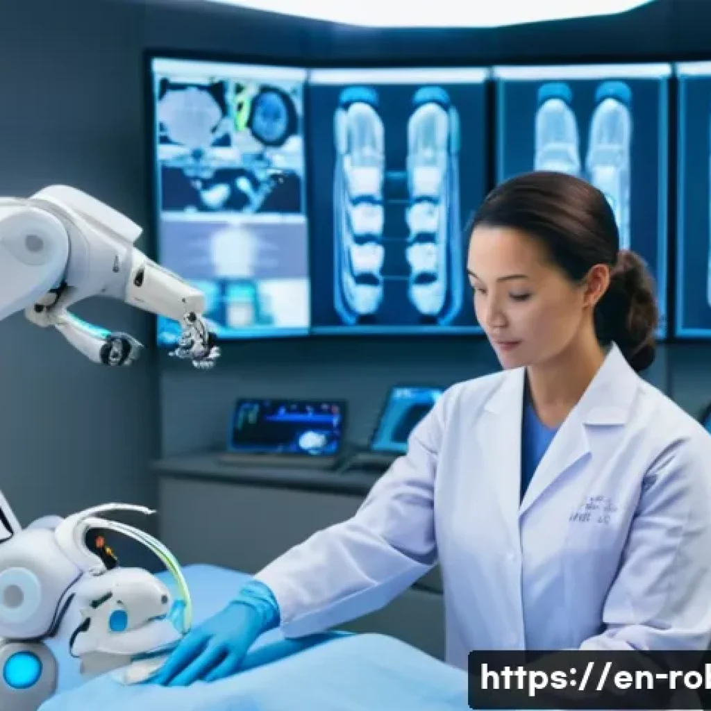 로봇 공학과 소프트웨어 개발 - **"Robotics in a Modern Healthcare Setting"**
    A bright, sterile, and futuristic operating room w...